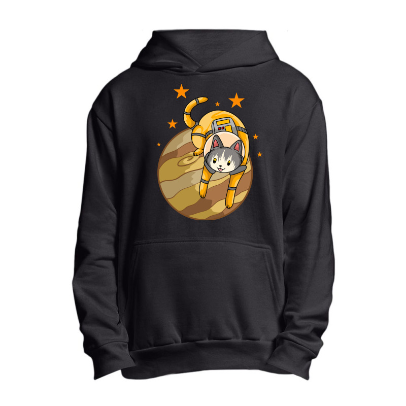 Astronaut Cat Playing With Planet Urban Pullover Hoodie | Artistshot