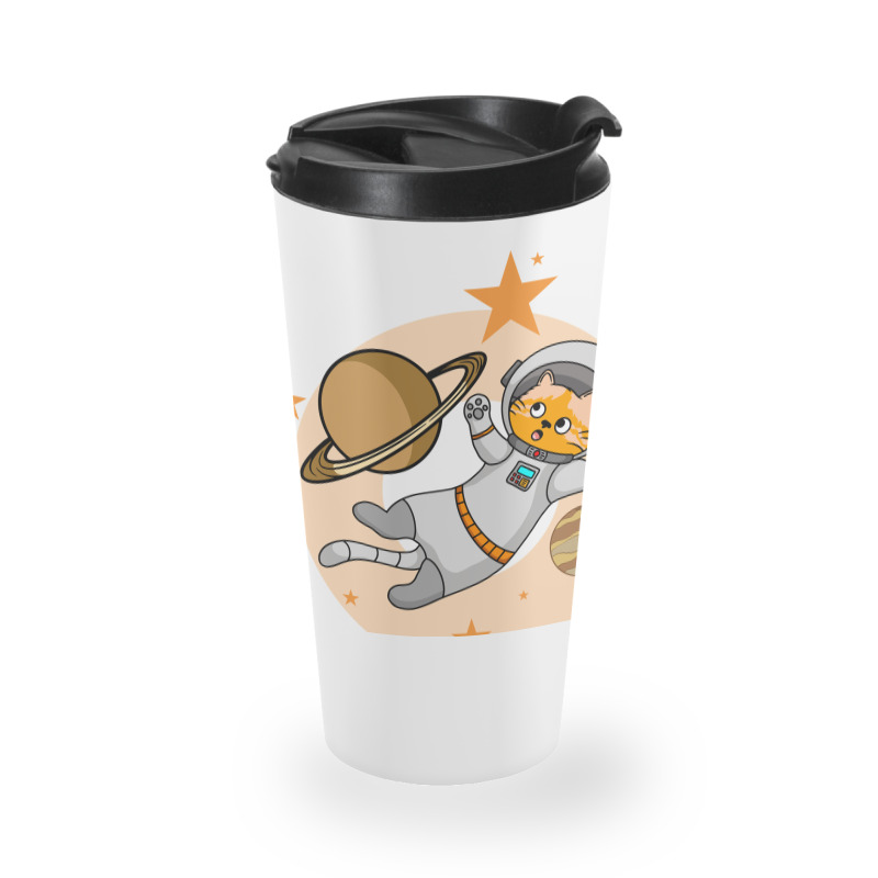 Astronaut Cat Flying In Space Amazed To See Planet Travel Mug | Artistshot