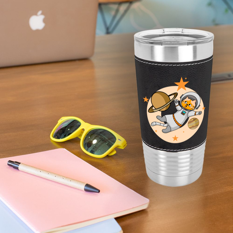 Astronaut Cat Flying In Space Amazed To See Planet Leatherette Tumbler | Artistshot