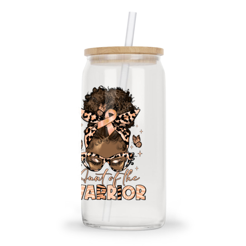 Aunt Of The Warrior Endometrial Cancer Glass Tumbler | Artistshot