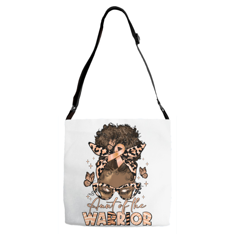 Aunt Of The Warrior Endometrial Cancer Adjustable Strap Totes | Artistshot