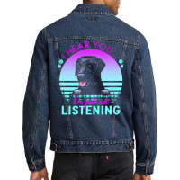 Curly Coated Retriever T  Shirt I Hear You I'm Just Not Listening Curl Men Denim Jacket | Artistshot