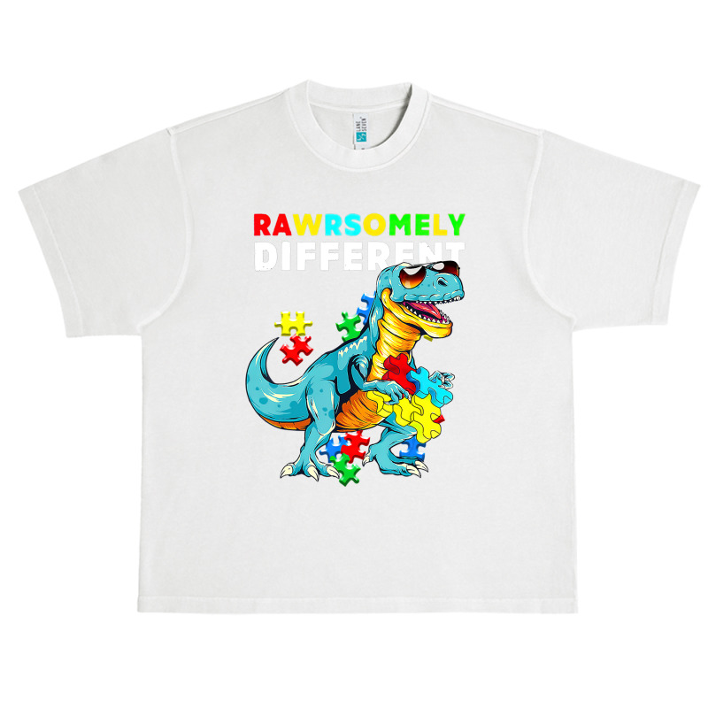 Rawrsomely Different Dinosaur Dino Autism Awareness Urban Heavy T-shirt by LeiThompson | Artistshot