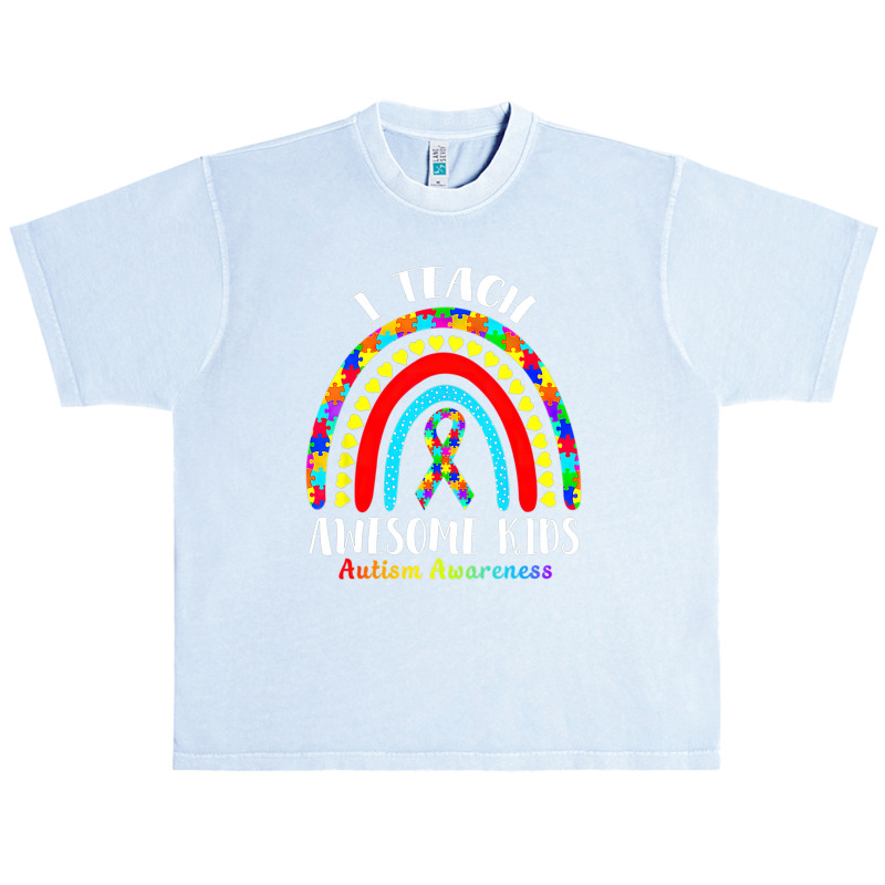 Rainbow I Teach Awesome Kids Ribbon Autism Awareness Urban Heavy T-shirt | Artistshot