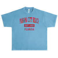 Mens Panama City Beach Florida Fl Vintage Sports Design Red Desig Prem Urban Heavy T-shirt | Artistshot