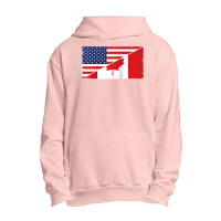 Canada Flag And Usa Flag Roots Canadian Ancestry American Raglan Baseb Urban Pullover Hoodie | Artistshot