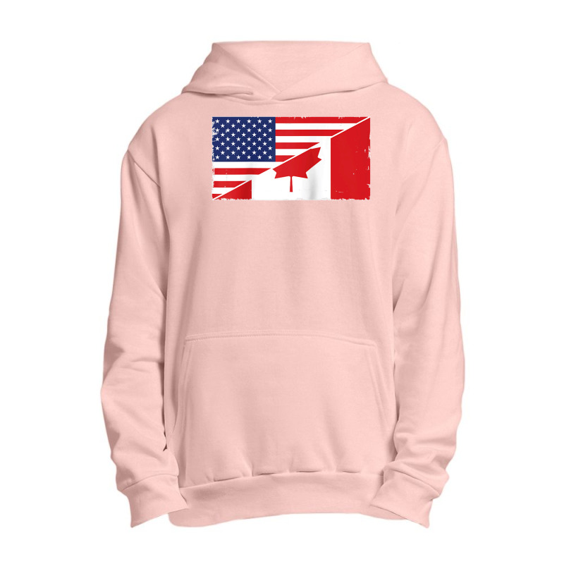 Canada Flag And Usa Flag Roots Canadian Ancestry American Raglan Baseb Urban Pullover Hoodie by James William | Artistshot