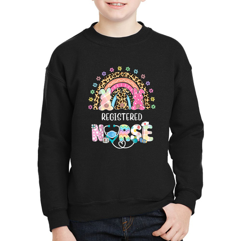 Cutest Bunnies Registered Nurse Rn Easter Rainbow Leopard Youth Sweatshirt | Artistshot