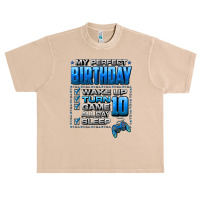 Wake Up Turn 10 Game All Day Shirt Gamer 10th Birthday Party T Shirt Urban Heavy T-shirt | Artistshot