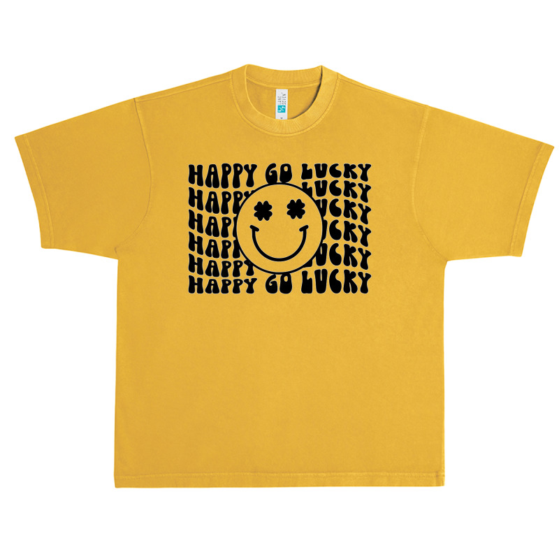 Happy Go Lucky Smiley Face Irish Shamrocks St Patricks Day Premium T S Urban Heavy T-shirt | Artistshot