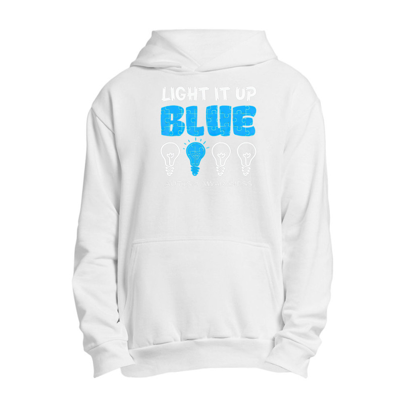 Light It Up Blue Autism Awareness Ribbon Puzzle Pieces Urban Pullover Hoodie | Artistshot