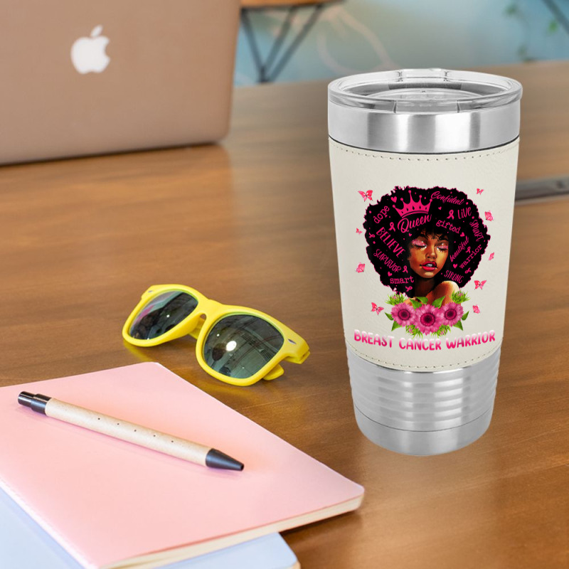 Black Women Black Queen Breast Cancer Warrior Pink Ribbon T Shirt Leatherette Tumbler | Artistshot