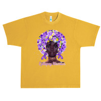 Purple Flowers Afro Hair Black Woman Epilepsy Warrior T Shirt Urban Heavy T-shirt | Artistshot