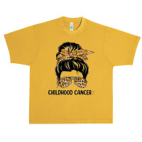 Womens Childhood Cancer Warrior Messy Bun Awareness Be Strong T Shirt Urban Heavy T-shirt | Artistshot