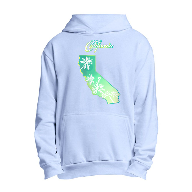 Womens California Map, Palm Trees View From Below In Los Angeles V Nec Urban Pullover Hoodie | Artistshot