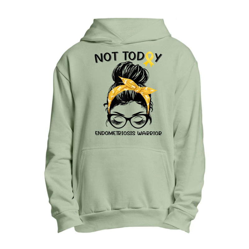 Womens Endometriosis Warrior Messy Bun Yellow Ribbon Endo Awareness Urban Pullover Hoodie | Artistshot