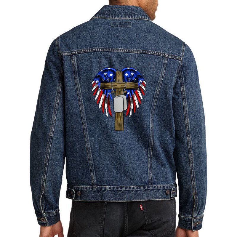 American Soldier Cross Men Denim Jacket | Artistshot