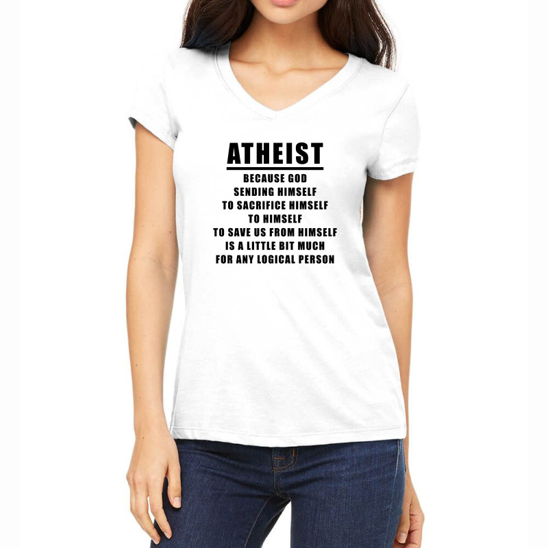 Funny Atheist Logic Anti Religious Women's V-Neck T-Shirt by New Spirit | Artistshot