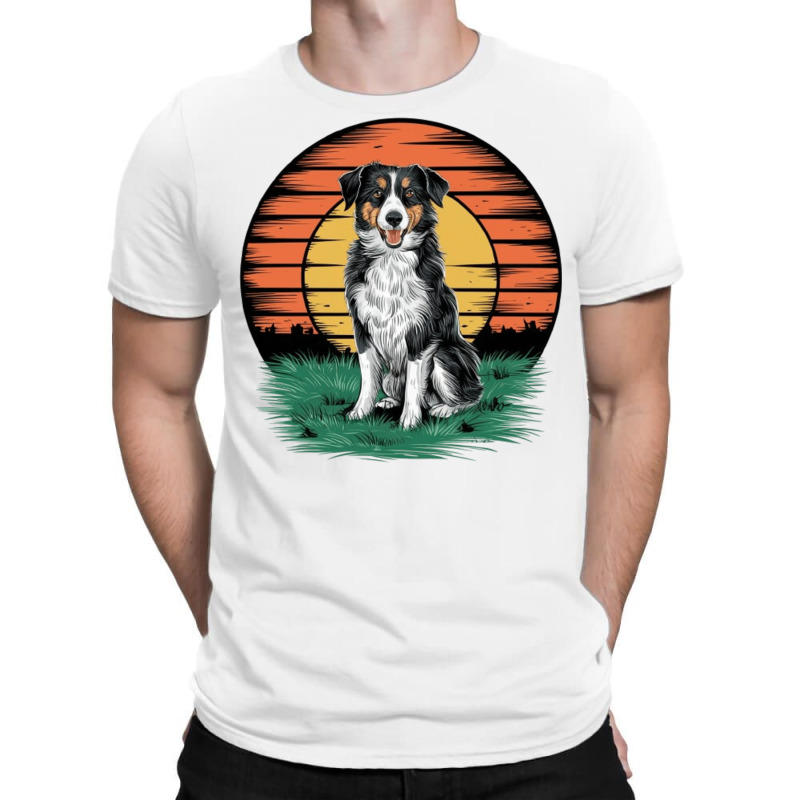 Vintage Sunset With A Cool Dog T-shirt | Artistshot