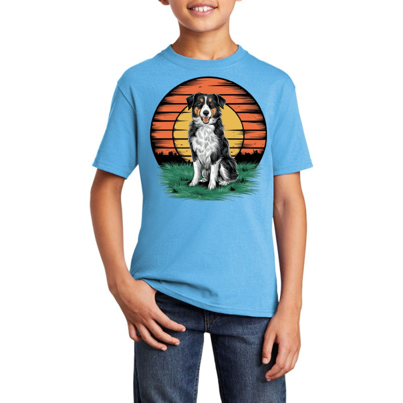 Vintage Sunset With A Cool Dog Basic Youth T-shirt | Artistshot