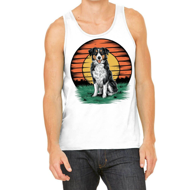 Vintage Sunset With A Cool Dog Tank Top | Artistshot