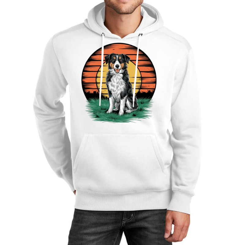 Vintage Sunset With A Cool Dog Unisex Hoodie | Artistshot