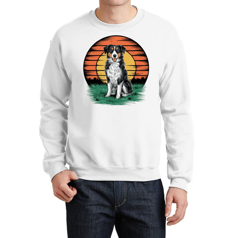 Vintage Sunset With A Cool Dog Crewneck Sweatshirt | Artistshot