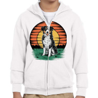 Vintage Sunset With A Cool Dog Youth Zipper Hoodie | Artistshot