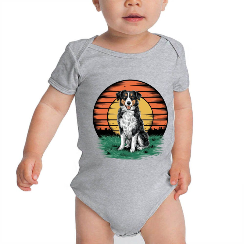 Vintage Sunset With A Cool Dog Baby Bodysuit | Artistshot