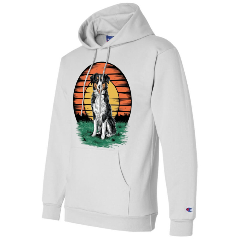 Vintage Sunset With A Cool Dog Champion Hoodie | Artistshot