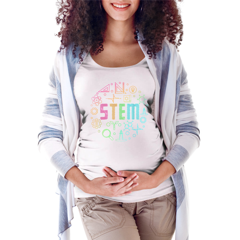 Stem Science Technology Engineering Math Teacher Gift T Shirt Maternity Scoop Neck T-shirt by suheilytrizarry | Artistshot