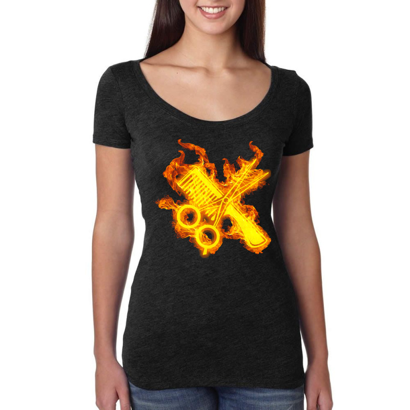 Hairdresser T  Shirt Fire Hairdresser Scissors And Comb T  Shirt Women's Triblend Scoop T-shirt by skeletonpeony | Artistshot