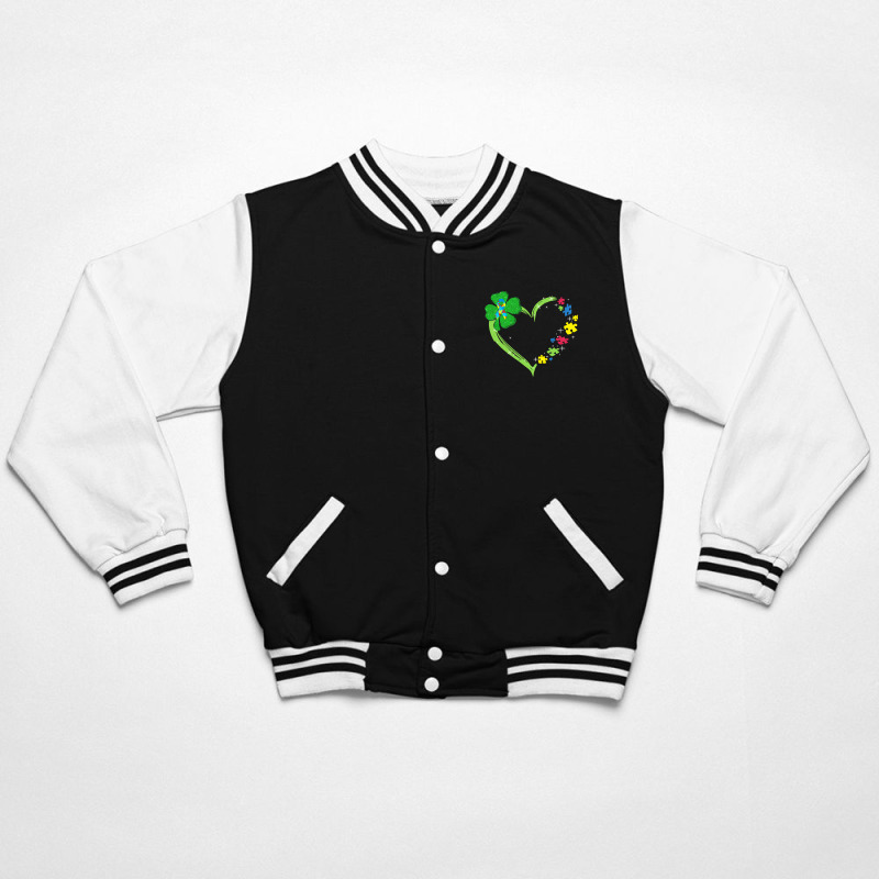 St Patricks Day Autism Awareness Heart T  Shirt Funny Autism St Patric Bomber Jacket | Artistshot