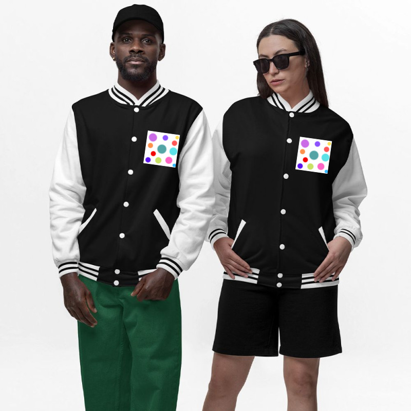 Different Colours And Sizes Circles On White Paper Bomber Jacket | Artistshot