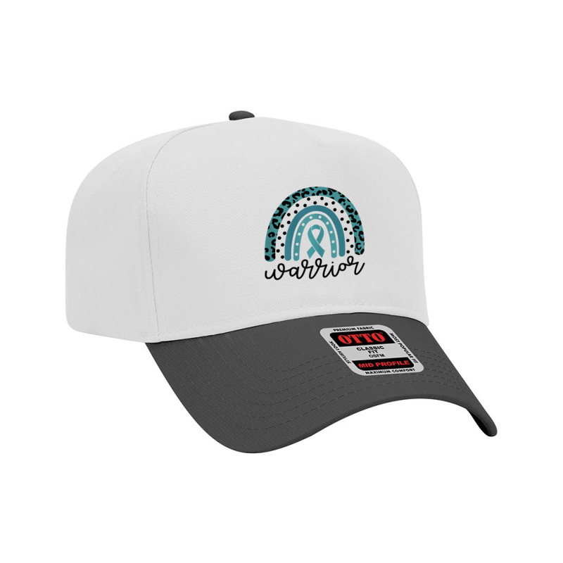 Womens Warrior Cute Teal Rainbow Graphic Ovarian Cancer Awareness T Sh Adjustable Baseball Cap | Artistshot