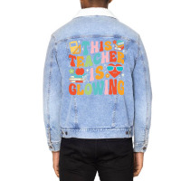 This Teacher Is Glowing Hello Summer Unisex Sherpa-lined Denim Jacket | Artistshot