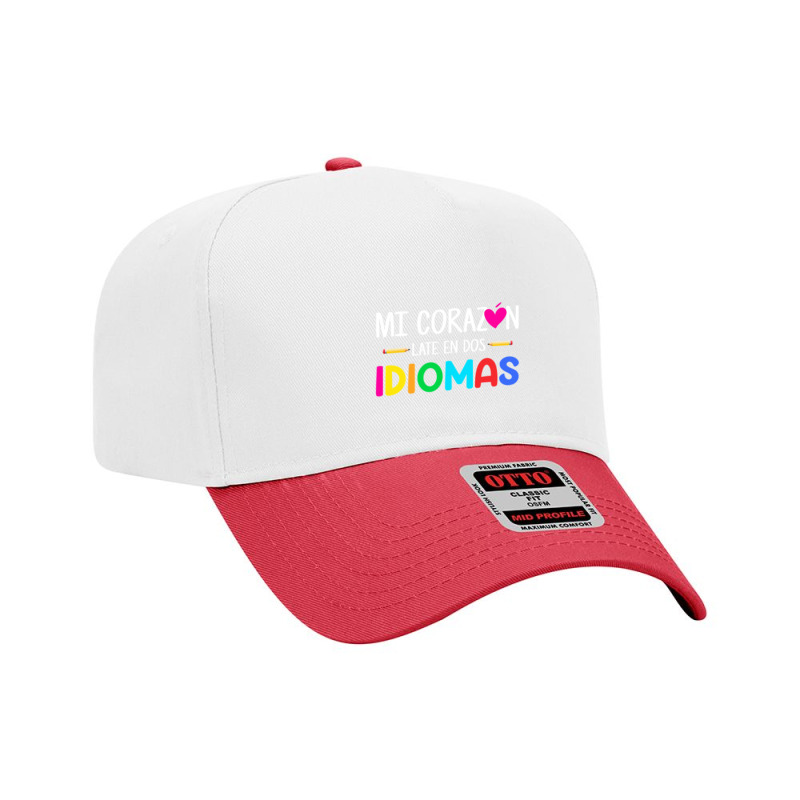 Mi Corazon Late En Dos Idiomas, Bilingual Spanish Teacher Adjustable Baseball Cap by CUSER3146 | Artistshot