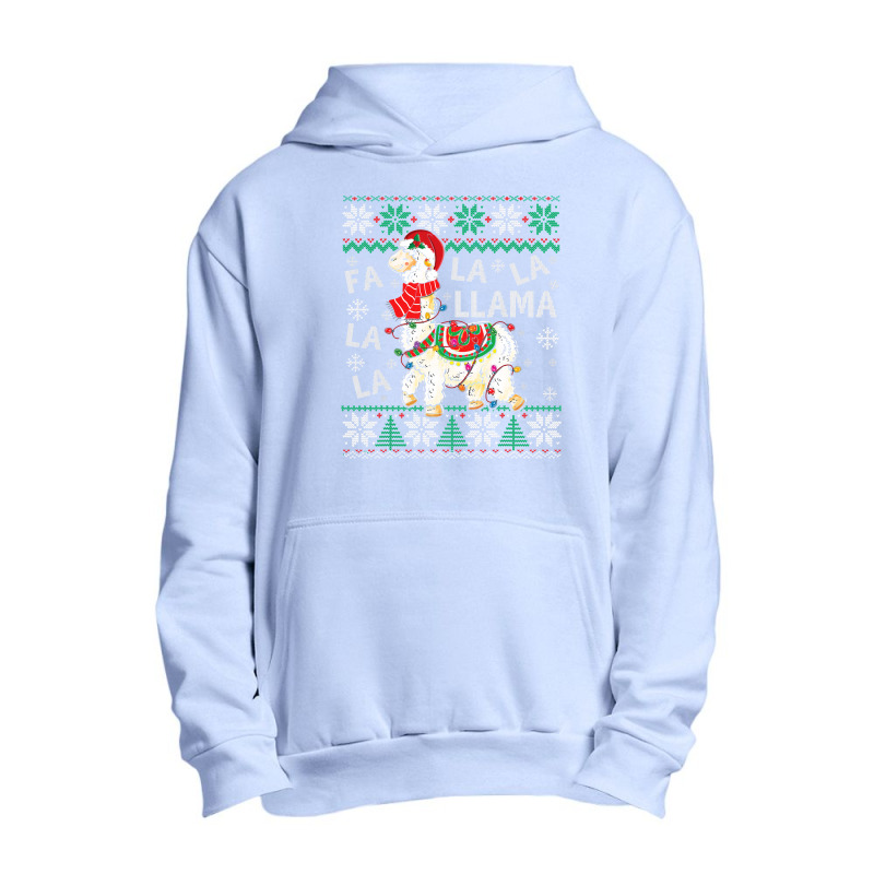 Fa La La Llama Christmas Santa Hat Lights Ugly Sweater 136 Urban Pullover Hoodie | Artistshot