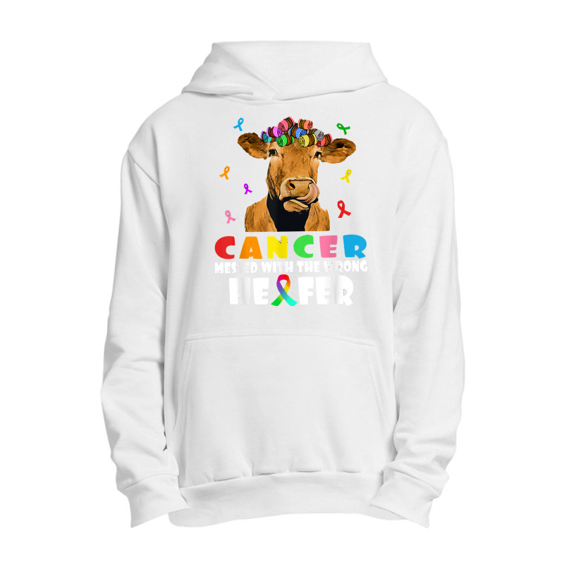 Cancer Messed With The Wrong Heifer Cow Lover Fight Cancer T Shirt Urban Pullover Hoodie by jaiahlowes | Artistshot