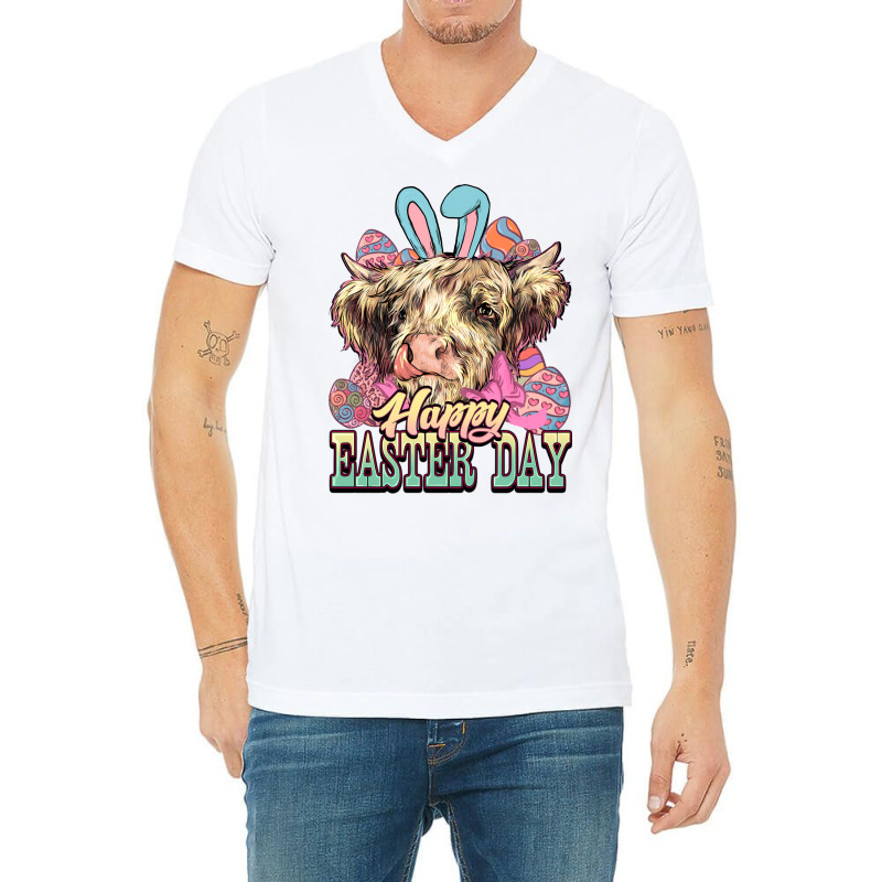 Easter Day Cow V-neck Tee | Artistshot