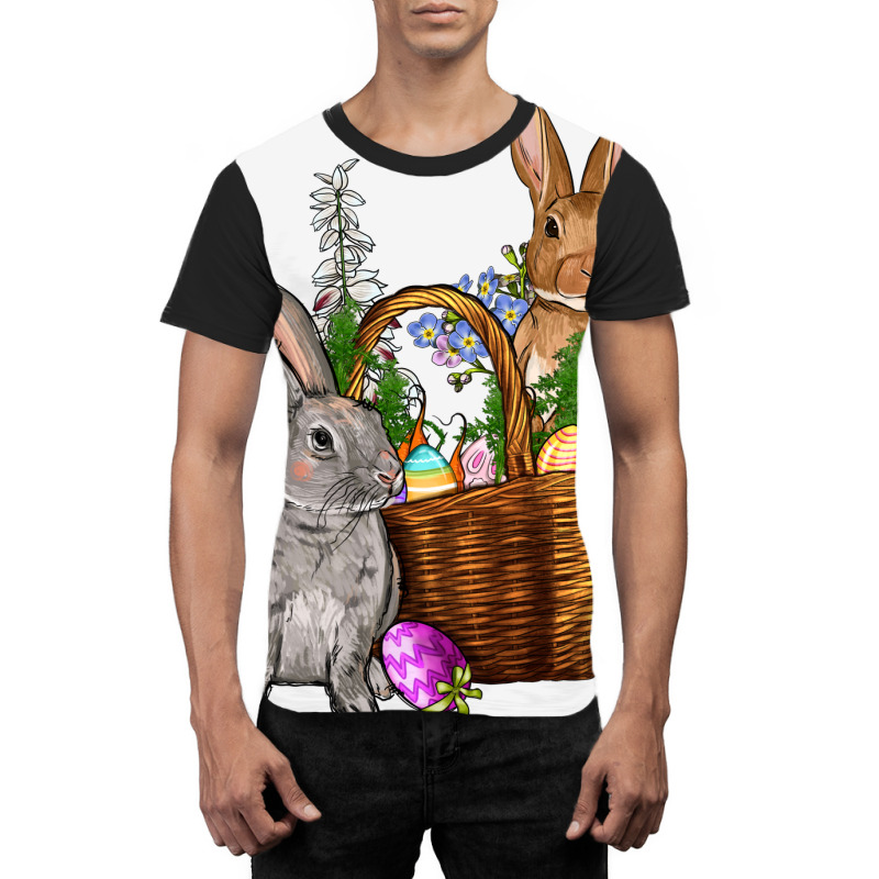 Bunnys Carrots Eggs With Basket Easter Graphic T-shirt | Artistshot