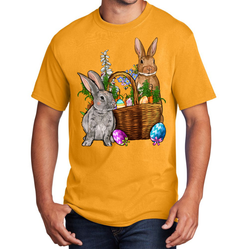 Bunnys Carrots Eggs With Basket Easter Basic T-shirt | Artistshot