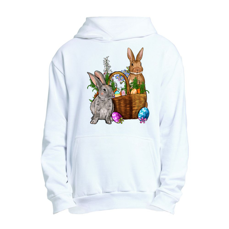 Bunnys Carrots Eggs With Basket Easter Urban Pullover Hoodie | Artistshot