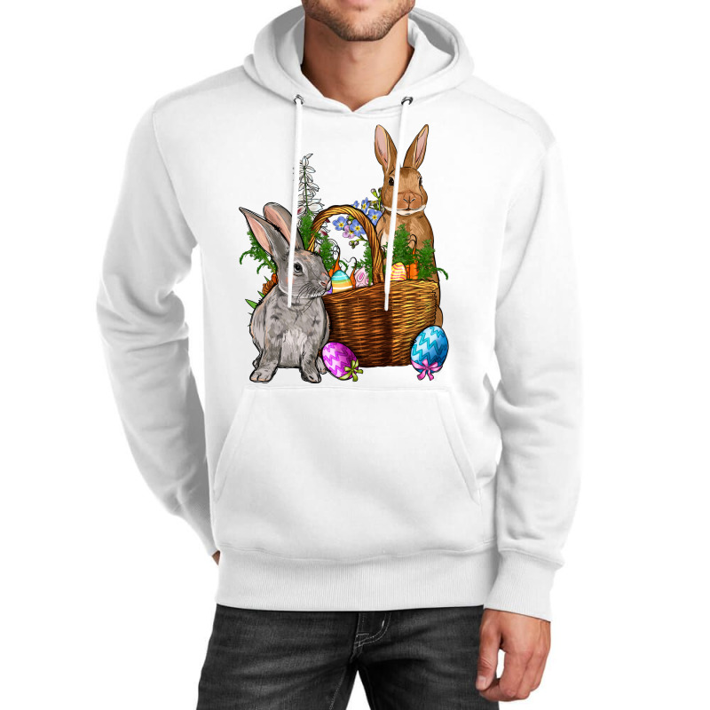 Bunnys Carrots Eggs With Basket Easter Unisex Hoodie | Artistshot