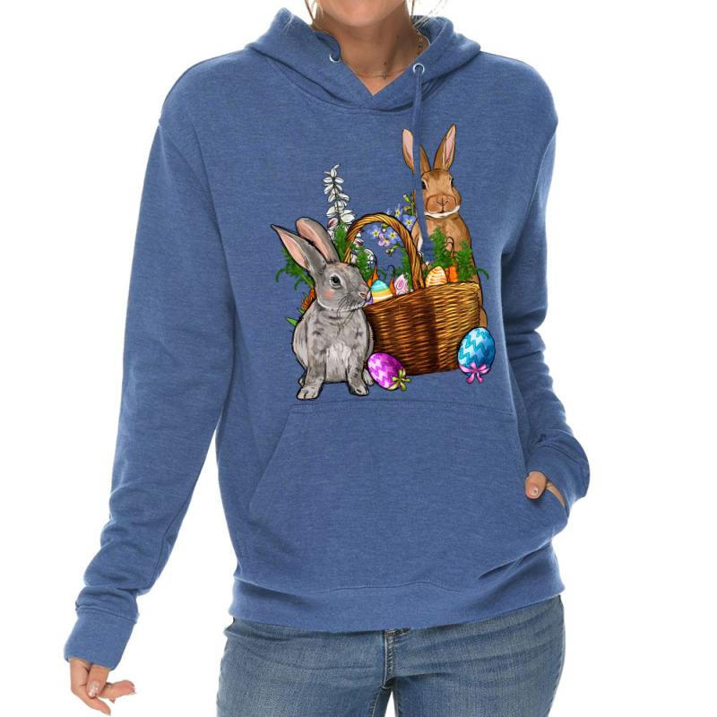 Bunnys Carrots Eggs With Basket Easter Lightweight Hoodie | Artistshot