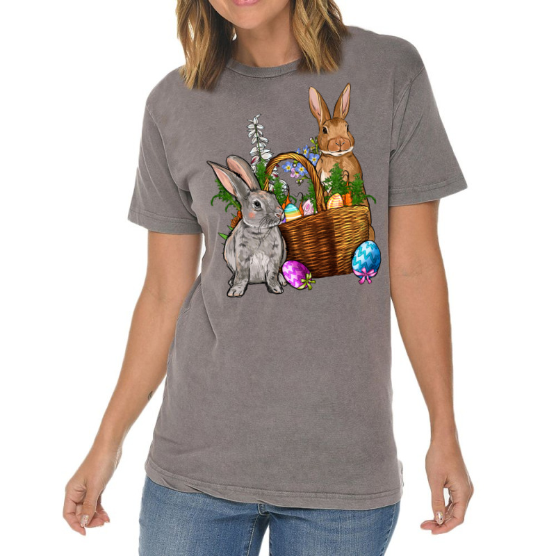 Bunnys Carrots Eggs With Basket Easter Vintage T-shirt | Artistshot