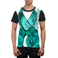 Ovarian Cancer Teal Ribbon With Boxing Gloves Graphic T-shirt | Artistshot