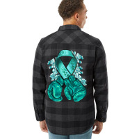 Ovarian Cancer Teal Ribbon With Boxing Gloves Flannel Shirt | Artistshot