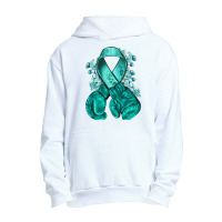 Ovarian Cancer Teal Ribbon With Boxing Gloves Urban Pullover Hoodie | Artistshot