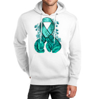 Ovarian Cancer Teal Ribbon With Boxing Gloves Unisex Hoodie | Artistshot